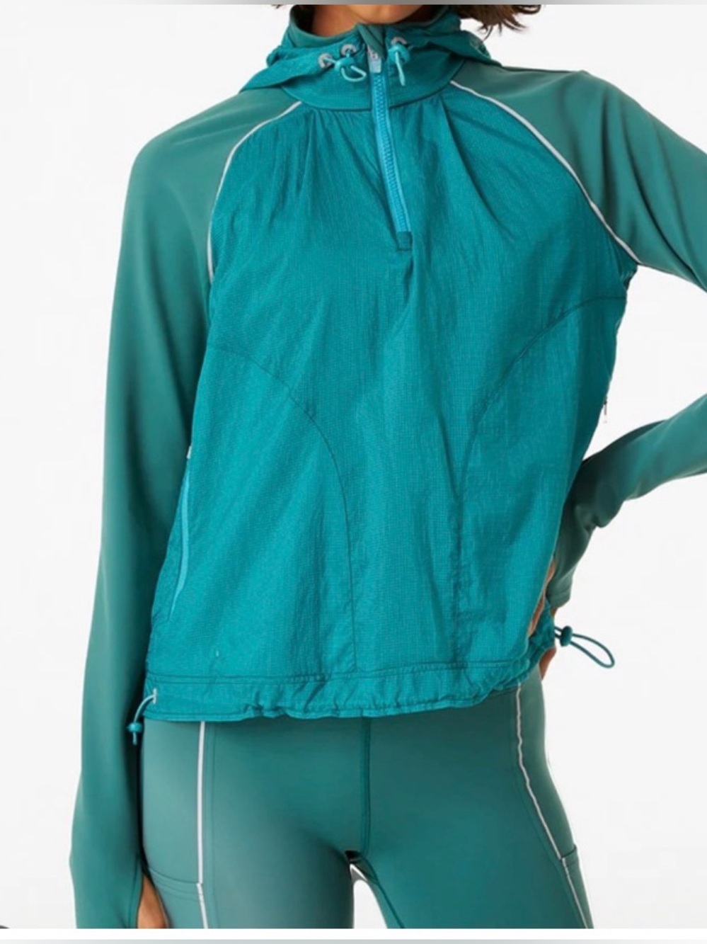 Outdoor Voices FrostKnit Double Layer Hoodie| Jasper Teal Green ~XL